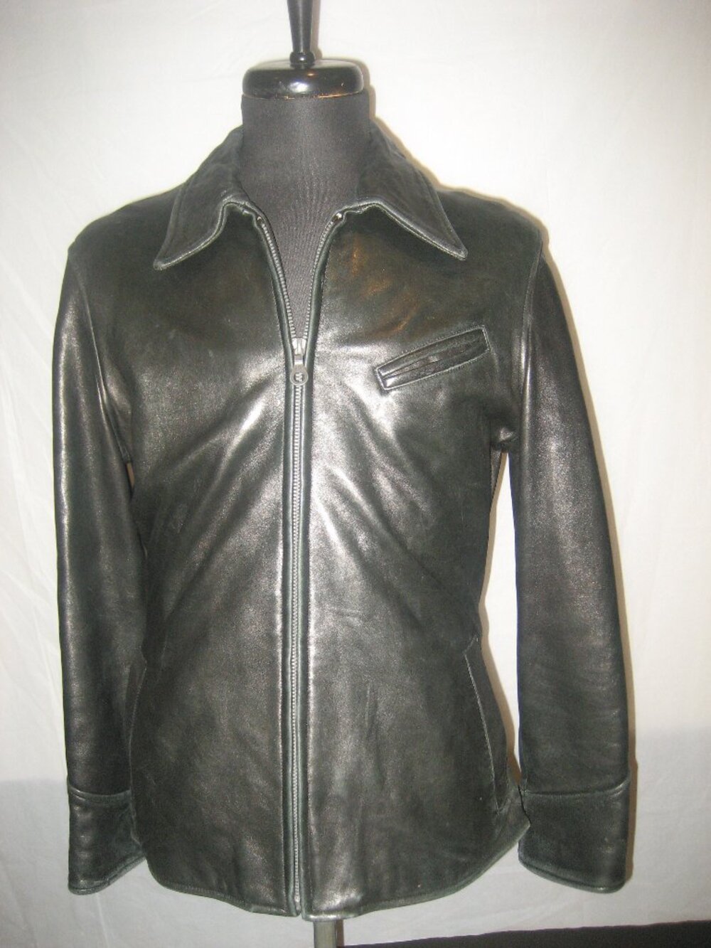 JOHN MICHEAL WOMEN'S BLACK DISTRESSED LAMB SKIN LEATHER JACKET MEDIUM MADE N USA
